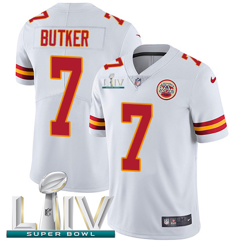 Kansas City Chiefs Nike #7 Harrison Butker White Super Bowl LIV 2020 Youth Stitched NFL Vapor Untouchable Limited Jersey->youth nfl jersey->Youth Jersey